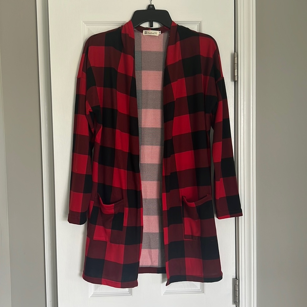 Buffalo Plaid Cardigan with pockets